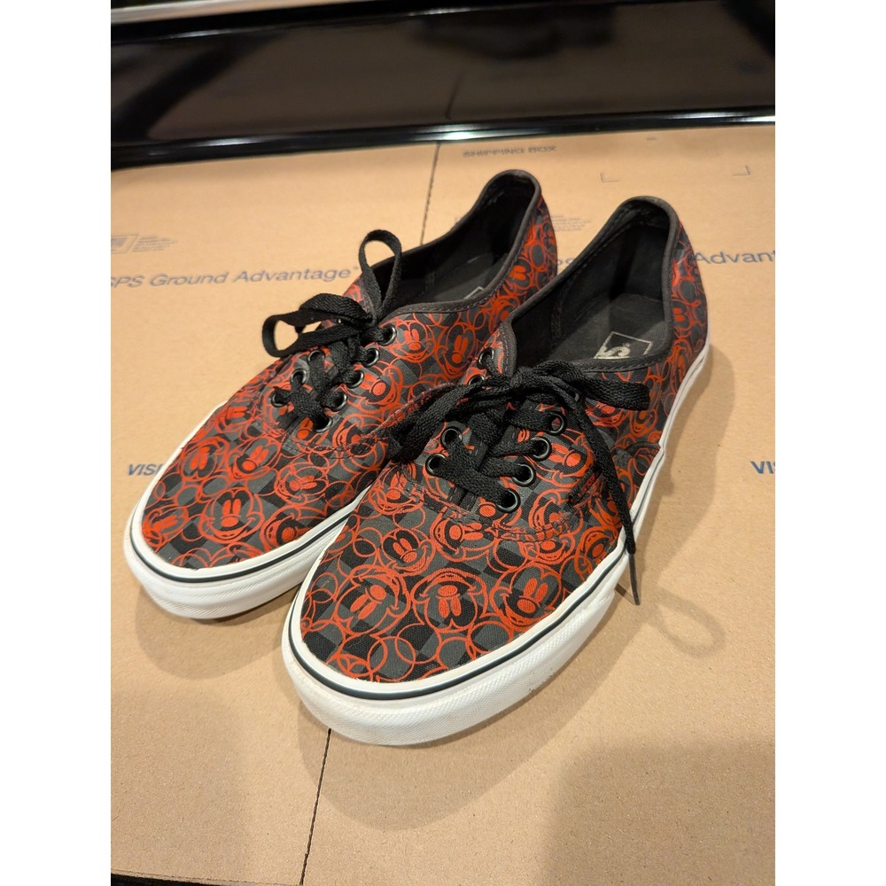 Vans Disney Mickey Mouse Authentic Sneakers Red Black Mens 8 Womens 9.5